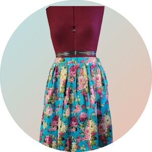 Taydey vibrant floral A line skirt